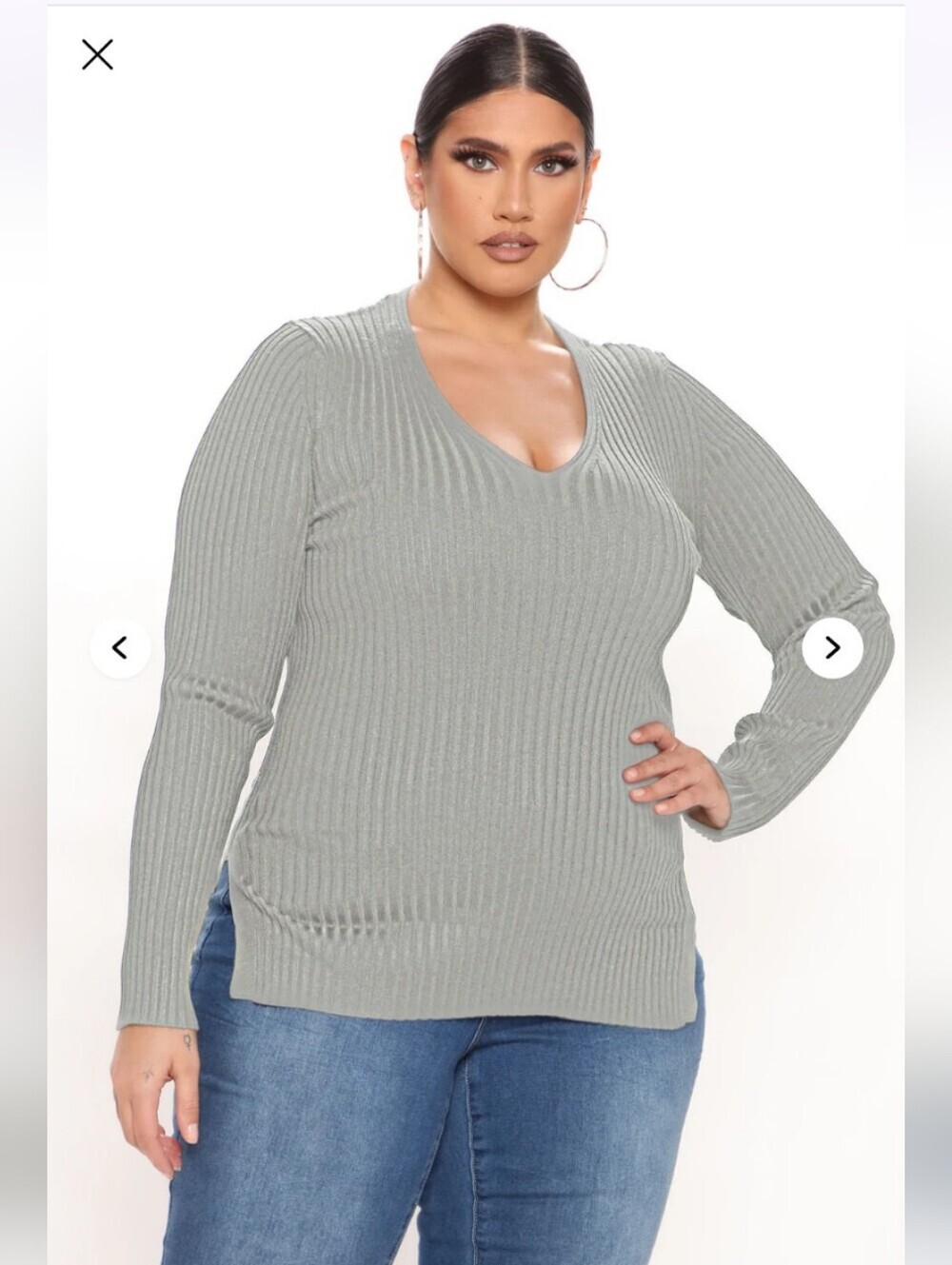 Fashion Nova Giving Me The Feels Sweater - Heather Grey 1X (EUC)